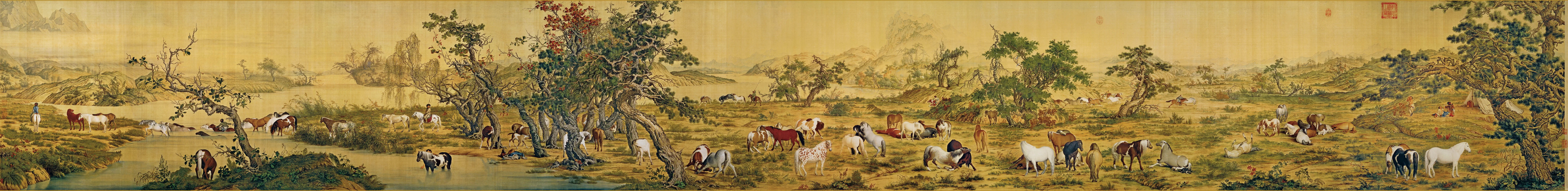 郎世宁《百骏图》 全图高清 · One Hundred Horses full handscroll