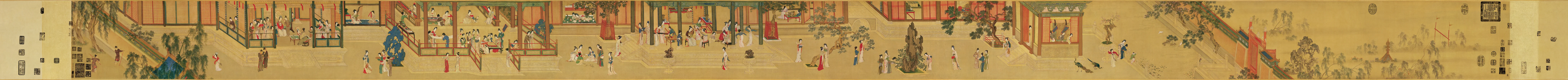 仇英《汉宫春晓图》 全图高清 · Spring Morning in the Han Palace full handscroll